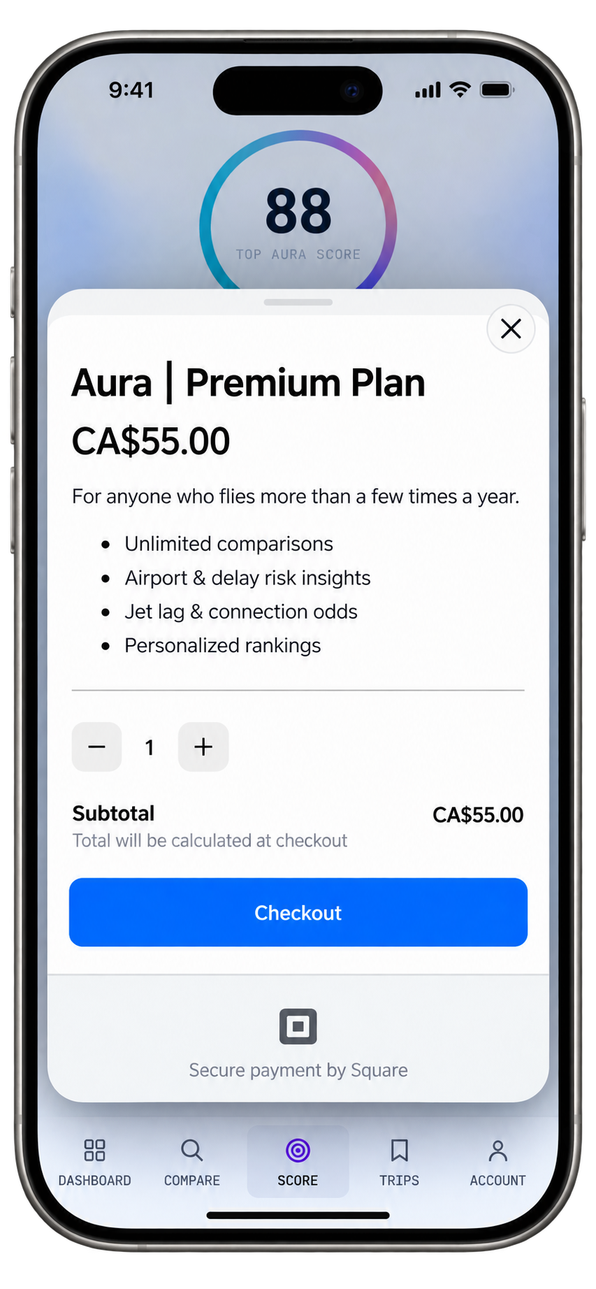 Hire Aura upgrade screen